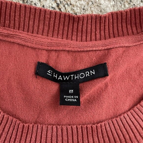 41 HAWTHORN Crew Neck Pullover Sweater Aubree Orange Sz 2X Plus Fall Side Slit - Picture 4 of 9